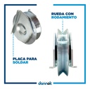 RUEDA PORTON CORREDIZO 70mm CANAL "Y" C/ SOP CHAPA DANNOK x 2u.