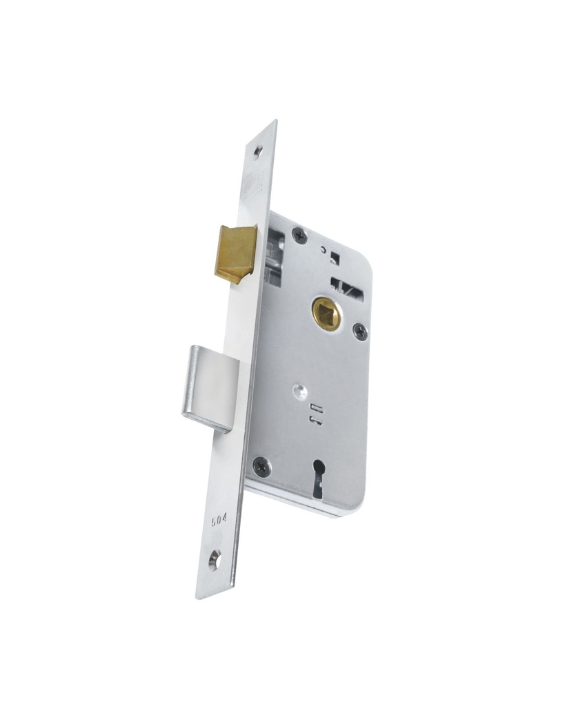 504 KALLAY CERRADURA PARA PUERTA LIVIANA FRENTE ANCHO NIQUELADA
