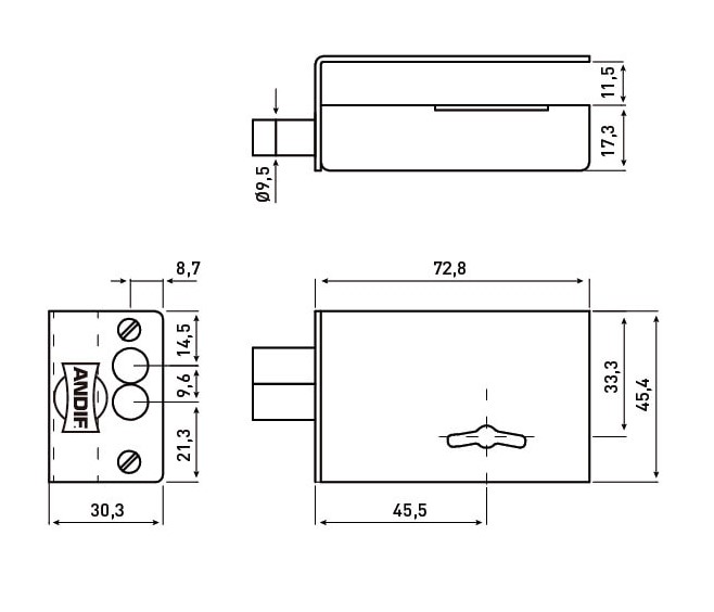 853 ANDIF CERRADURA PUERTA DE CRISTAL POSTIZA IZQ Y DER x1u.