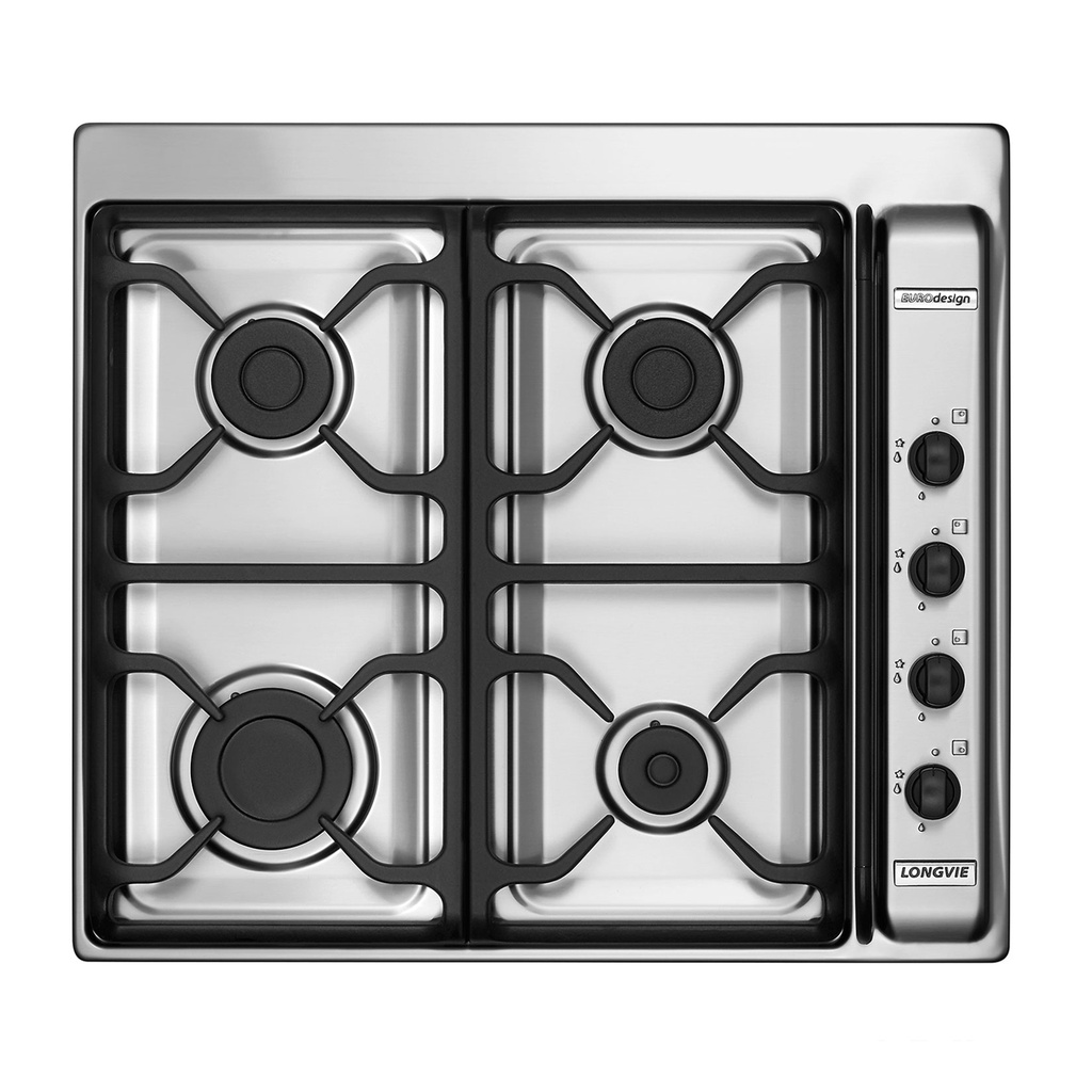 ANAFE A GAS CUATRO HORNALLAS INOX. ENCAST. REJ. FUND. x1u.