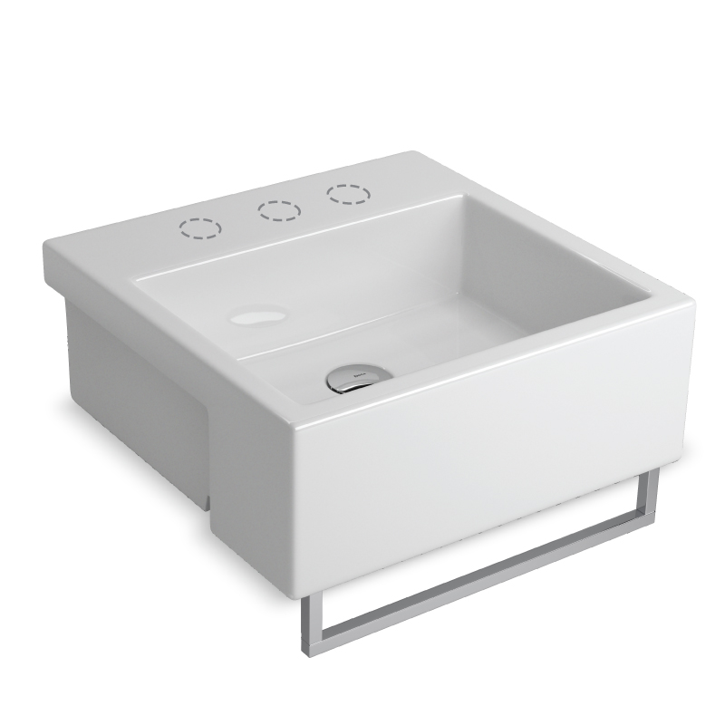 BACHA SEMI EMBUTIDA CON BARRAL TOALLERO DECA L.83C BLANCO