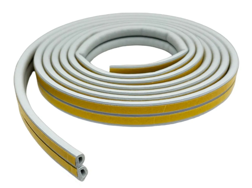 BURLETE AUTOADHESIVO MODELO "D" GOMA 5,2 mts GRIS