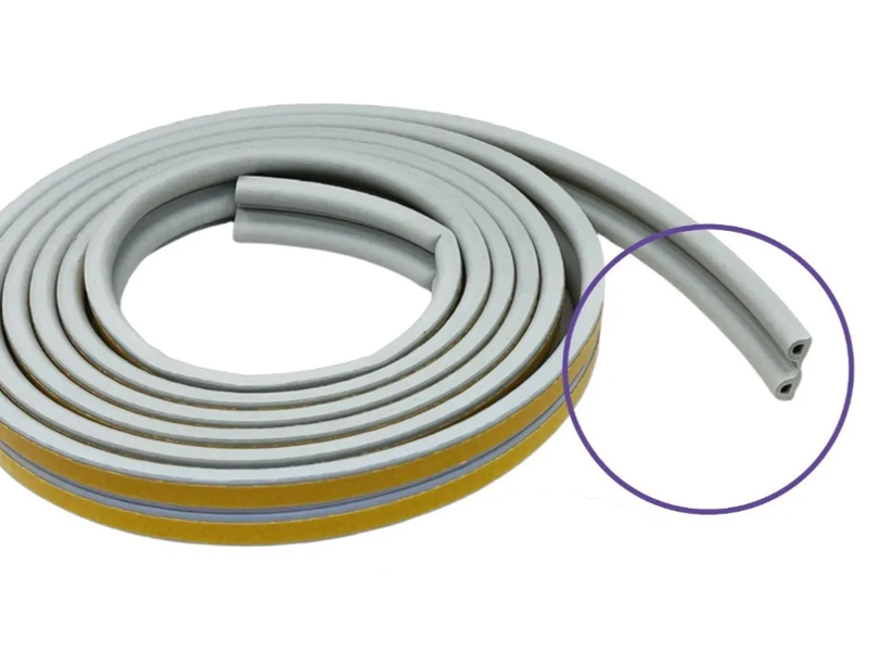 BURLETE AUTOADHESIVO MODELO "P" GOMA 5,2 mts GRIS