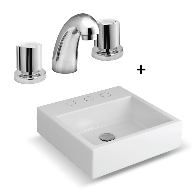 COMBO BACHA APOYO DECA L.73 + BICOMANDO VIVA CROMO PICO FUNDIDO