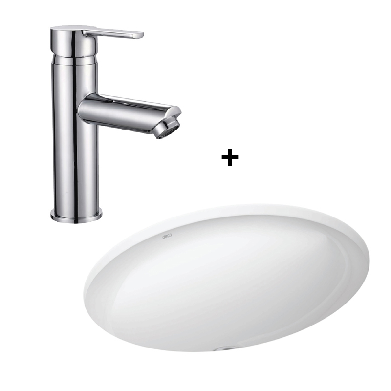 COMBO BACHA EMBUTIR DECA L.37+MONOCOMANDO CALIX PICO BAJO 30911