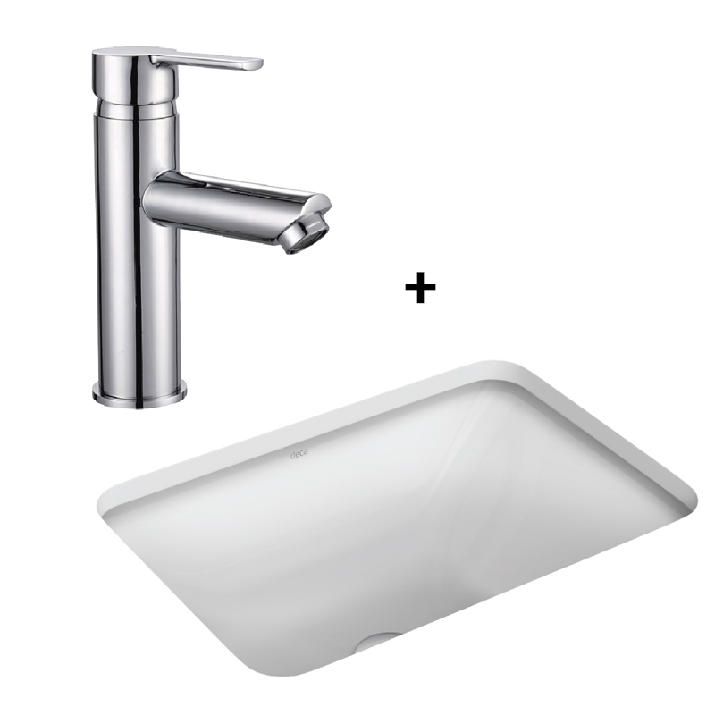 COMBO BACHA EMBUTIR DECA L.375 + MONOCOMANDO CALIX PICO BAJO