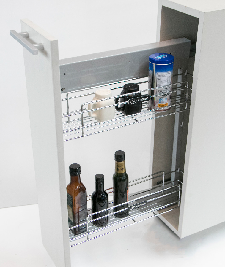 CONJUNTO BAJO MESADA 2 BANDEJAS GUIA OCULTA  200 ACERO CROMADO