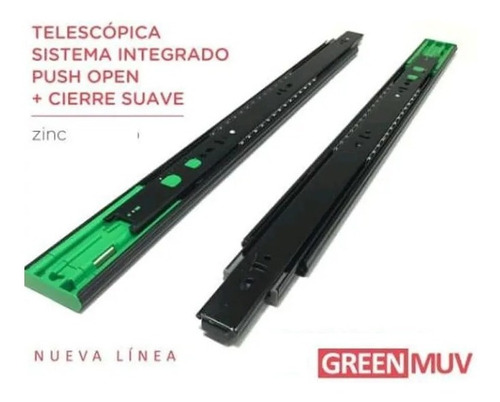 CORREDERA TELES. CIERRE SUAVE + PUSH OPEN  50cm NEGRA