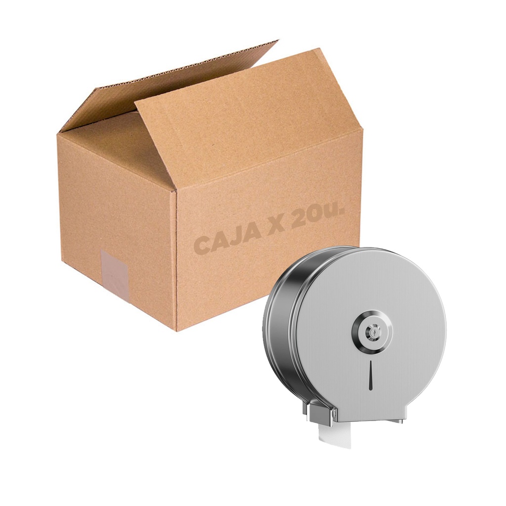 DISPENSER METALICO PAPEL HIG ROLLO ACERO INOX LLAVE CAJA X 20u.