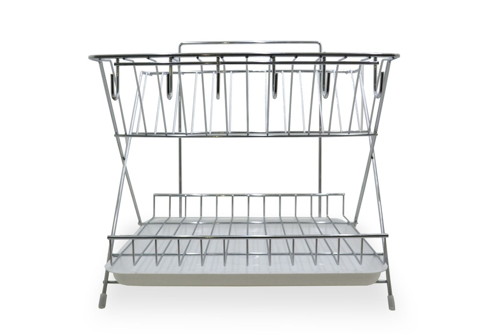 ESCURREPLATOS TIJERA C/PORTA TAZAS CROMADO x1u.