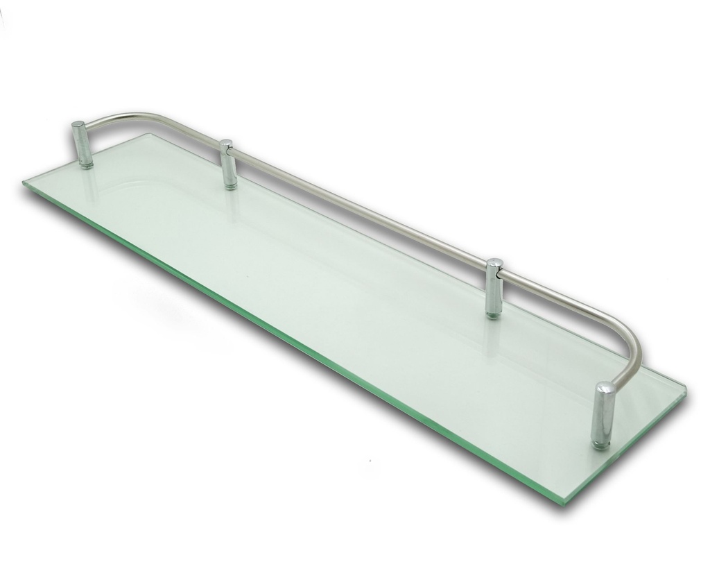 ESTANTE VIDRIO SIMPLE CON BARANDA 480x115x35 mm x1u.