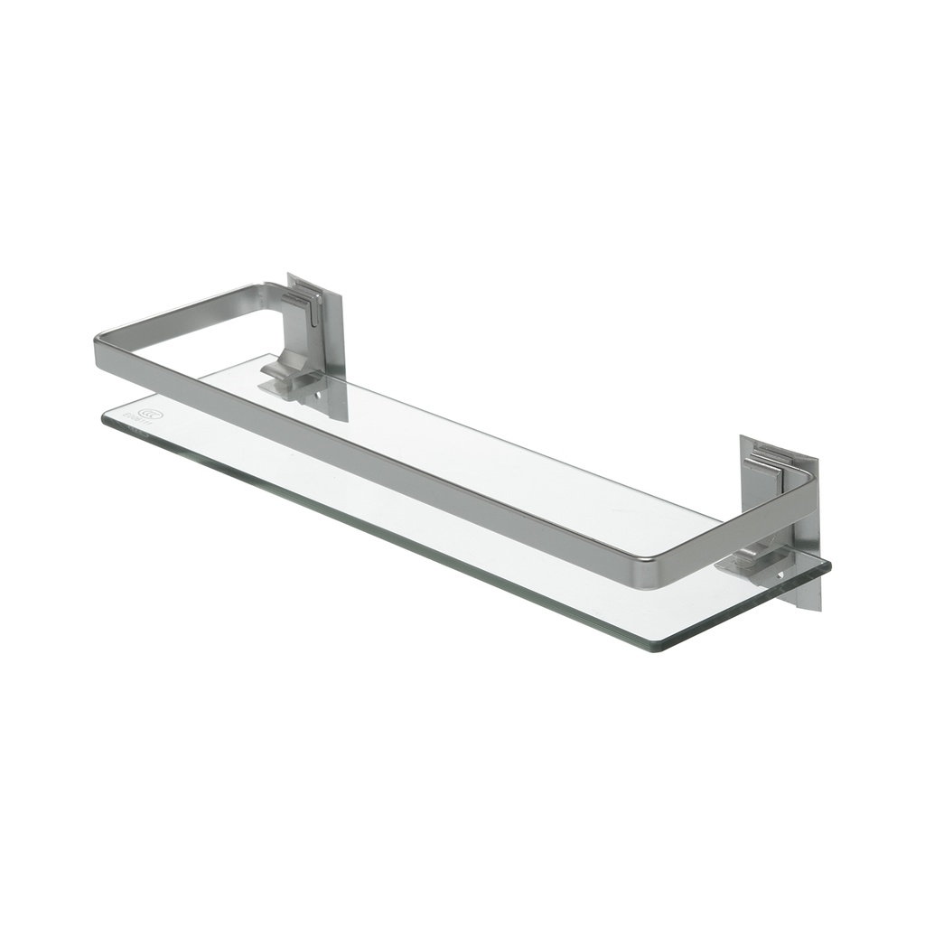 ESTANTE VIDRIO SIMPLE CON BARANDA PLANA 385x120x45 mm x1u.
