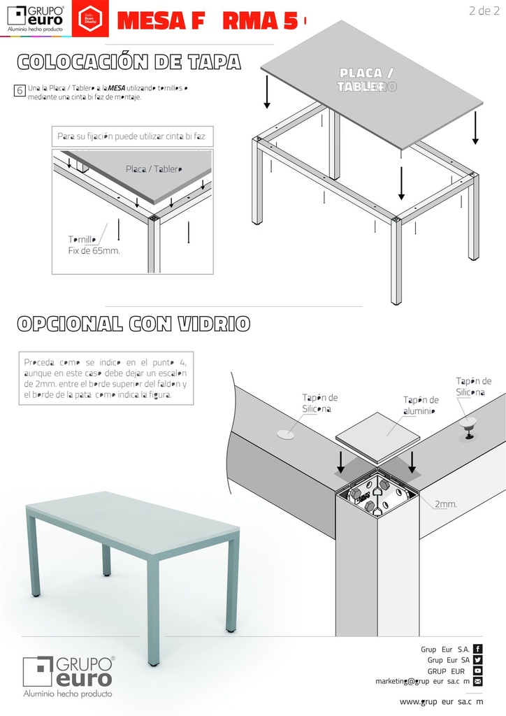 ESTRUCTURA MF50-150 PARA MESA 150x80x73cm