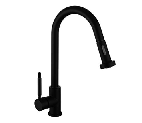 GRIFERIA COCINA GOURMET MESADA ACERO INOXIDABLE C/ROCIA. NEGRA