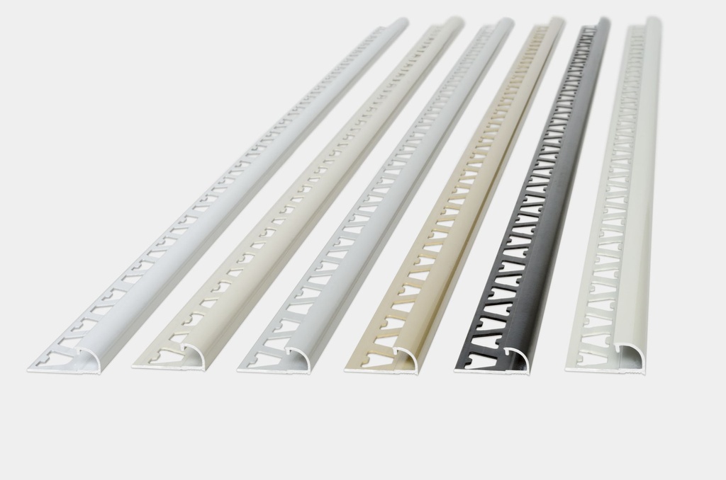 GUARDACANTO BULLNOSE 10mm x 2.5m ALUMINIO TIZA TEXTURADO