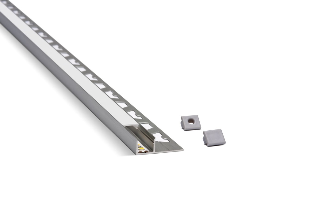 GUARDACANTO LED QUADRA SIMPLE 2.50m ALUMINIO CROMO MATE