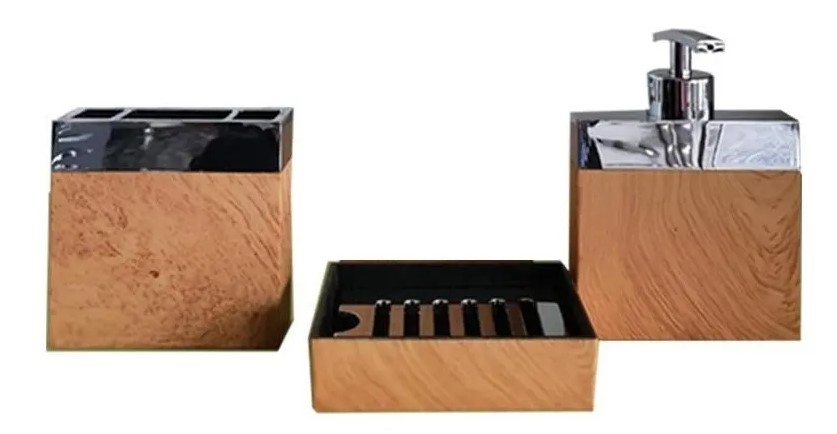 KIT JABONERA, PORTA JABON Y CEPILLO DE
DIENTES MADERA