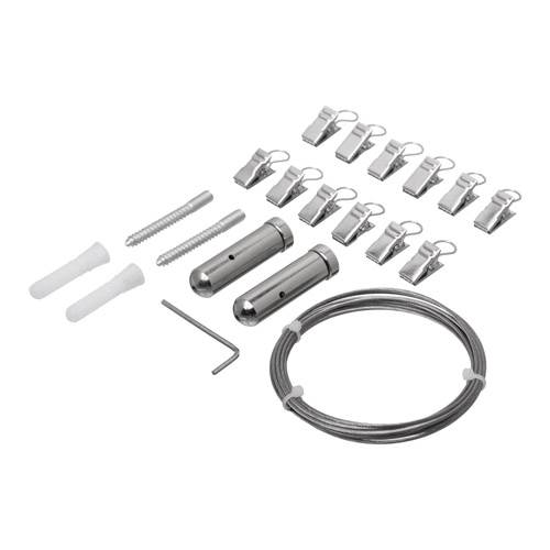 KIT TENSOR FIJO 2,5MTS CON 12 GANCHOS PARA CORTINA