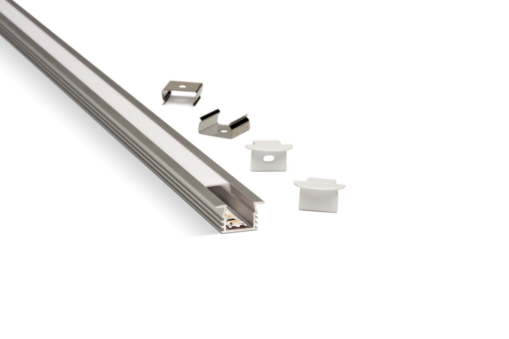 LISTELLO LED EMBUTIBLE 2.50m ALUMINIO CROMO MATE
