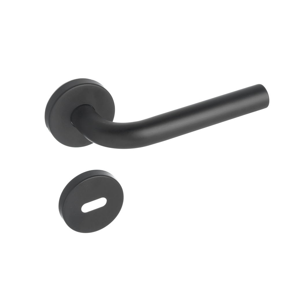 MANIJA ACERO INOXIDABLE NEGRA MEDIA CURVA D/B CON ROSETA Y BOC