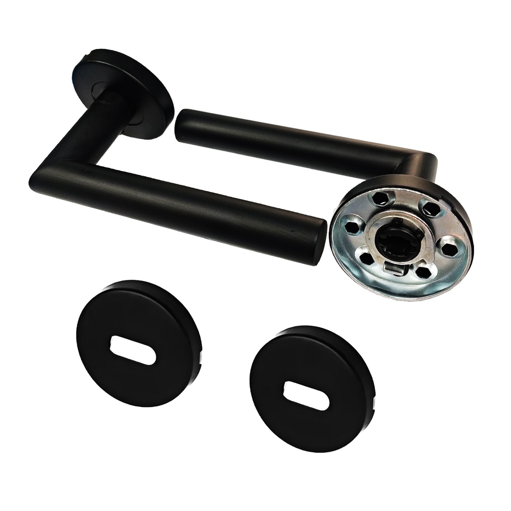 MANIJA RECTA ACERO INOX. NEGRA D/B CON ROS Y BOC DANNOK. x1u.