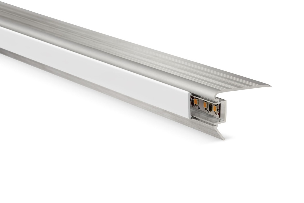 NARIZ DE ESCALON LED 30mm x 2.50m ALUMINIO CROMO MATE