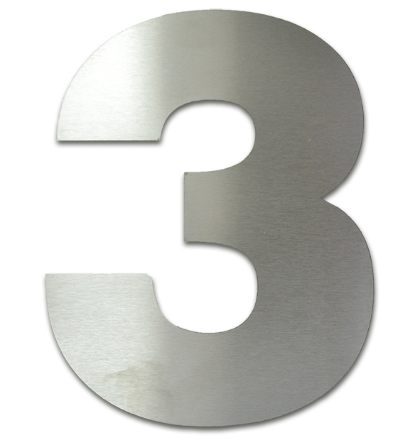 NUMERO CLASICO 3 DE 150 MM ACERO INOXIDABLE