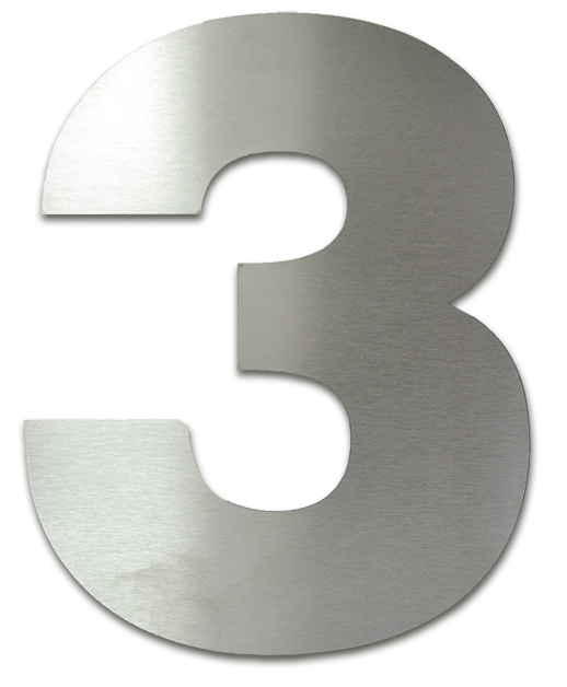 NUMERO CLASICO 3 DE 250 MM ACERO INOXIDABLE