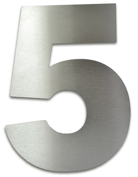 NUMERO CLASICO 5 DE 150 MM ACERO INOXIDABLE