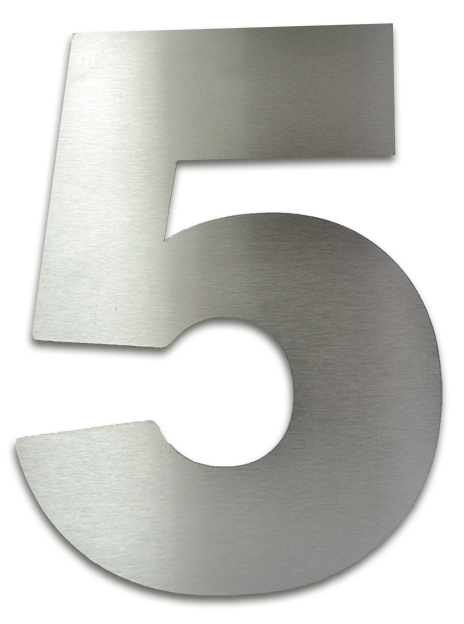 NUMERO CLASICO 5 DE 250 MM ACERO INOXIDABLE