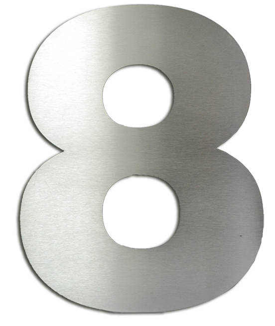 NUMERO CLASICO 8 DE 250 MM ACERO INOXIDABLE