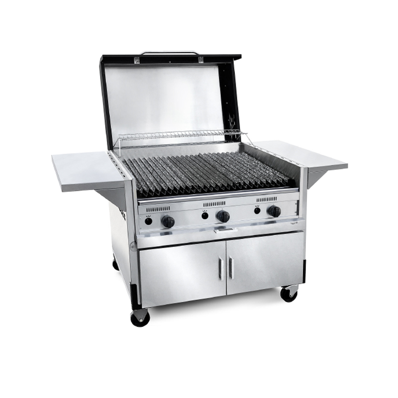 PARRILLA SAUCE 90cm A GAS C/MUEBLE CARRITO C/TAPA x1u.