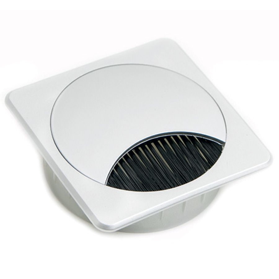 PASACABLE CUADRADO CON CEPILLO 80Ø BLANCO