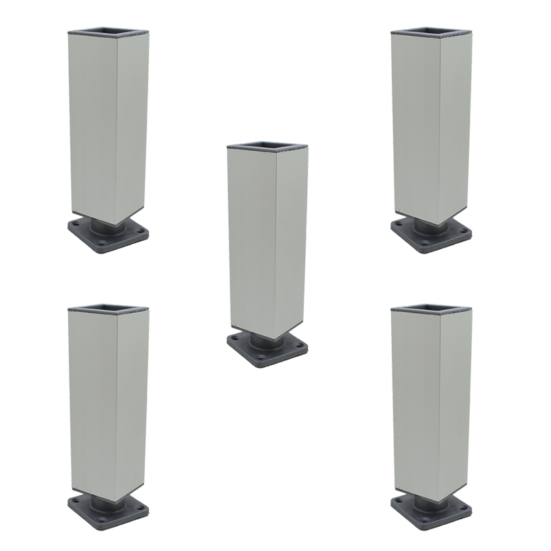 PATA CUADRADA 100mm ALUMINIO ANOD. 40x40 REGULABLE PACK X 5u.