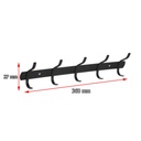 PERCHA CON 5 GANCHOS PLANOS DOBLES 360x27mm NEGRA