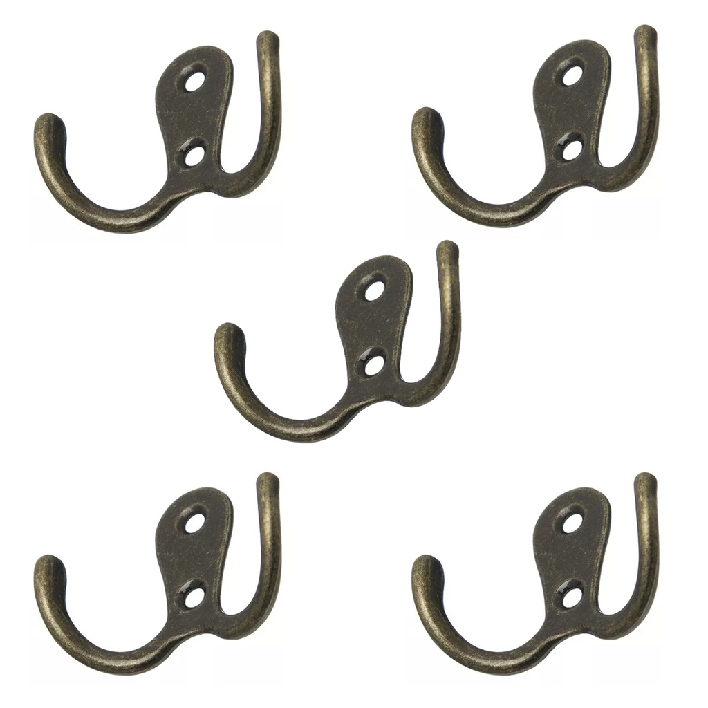 PERCHA DOBLE BRONCE VIEJO PACK X 5u.