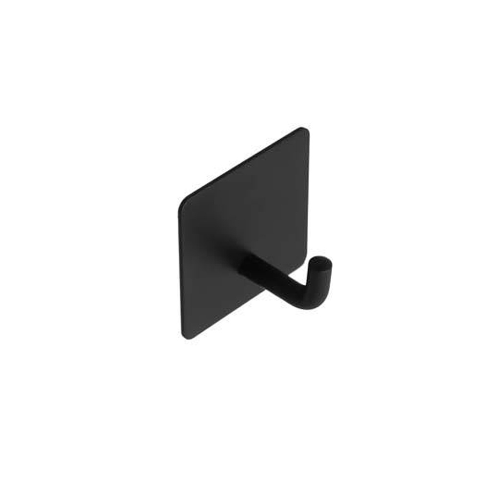 PERCHA SIMPLE AUTOADHESIVA GANCHO 90° NEGRA