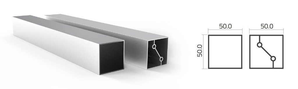 PERFIL CUADRADO F50-T50 50x50mm x3mts