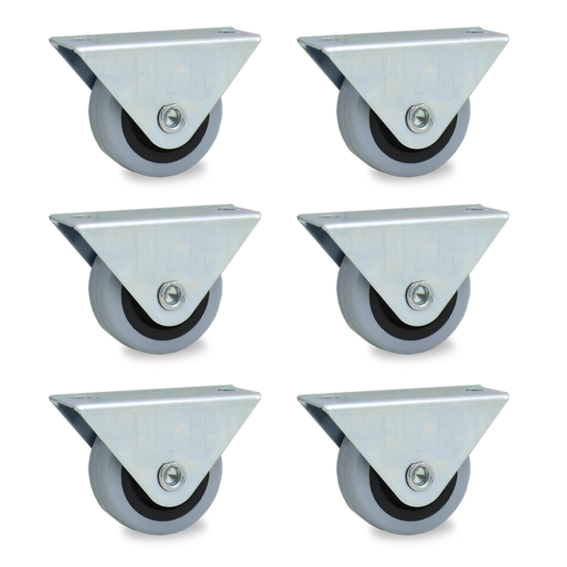 RUEDA CAMERA FIJA GOMA GRIS PACK X 6u.