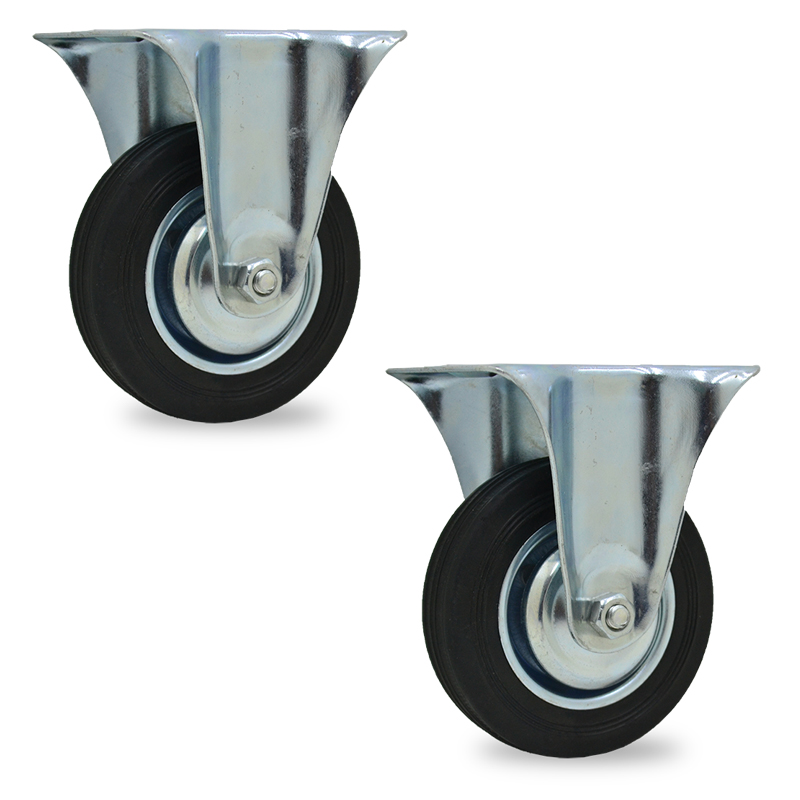 RUEDA CHAPA/GOMA FIJA 125mm PACK X 2u.