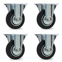 RUEDA CHAPA/GOMA FIJA. 75mm PACK X 4u.