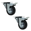 RUEDA CHAPA/GOMA GIRAT. 100mm C/FRENO PACK X 2u.