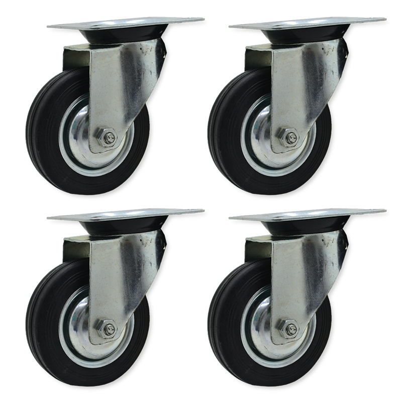 RUEDA CHAPA/GOMA GIRAT. 75mm PACK X 4u.