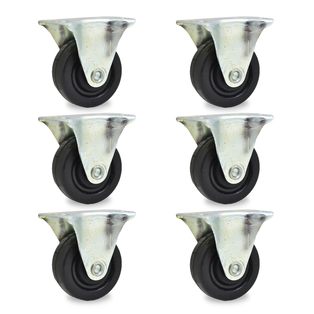 RUEDA GOMA FIJA 40mm PACK X 6u.