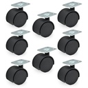 RUEDA NYLON DOBLE NEGRA 40mm  BASE 13 PACK X 8u.