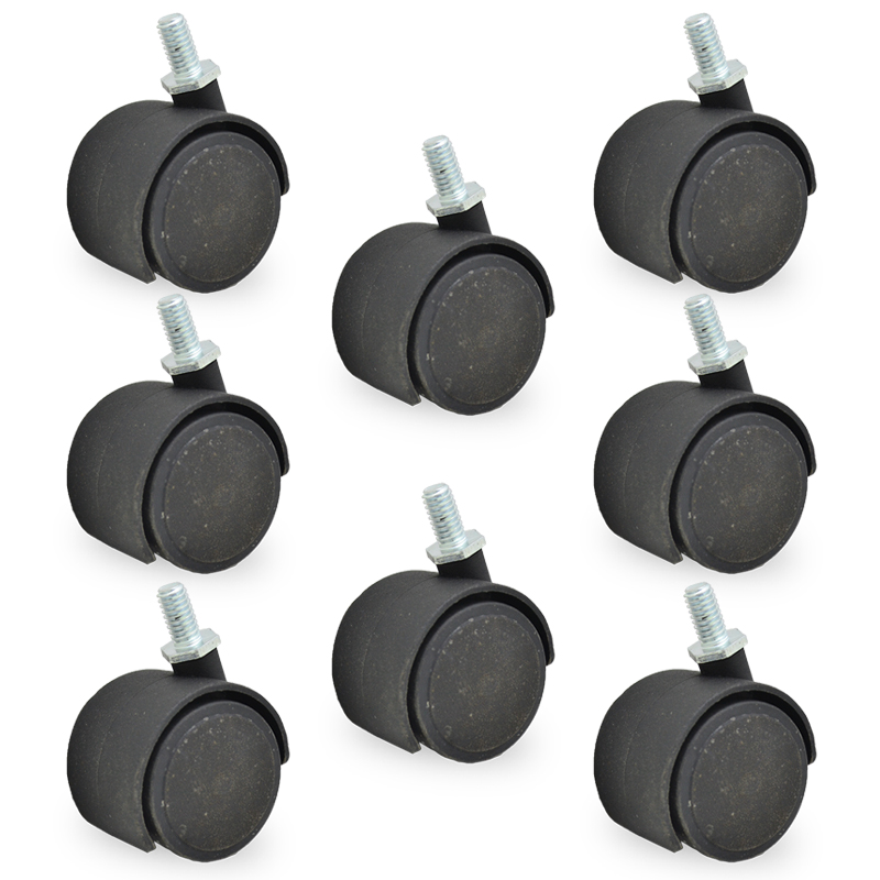 RUEDA NYLON DOBLE NEGRA 40mm 5/8 " 133 PACK X 8u.