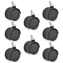 RUEDA NYLON DOBLE NEGRA 40mm 5/8 " 133 PACK X 8u.