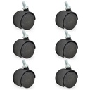 RUEDA NYLON DOBLE NEGRA 50mm 3/8" PACK X 6u.
