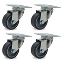 RUEDA PVC GRIS GIRAT. 75mm PACK X 4u.