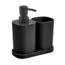 SET DE 3 PIEZAS POMPEYA  PLASTICO JABONERA, DISPENSER Y VASO